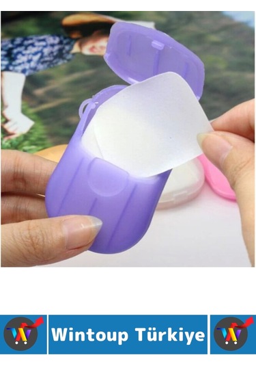 Seyahat Tipi Kamp Outdoor Okul Ofis Hafif Suda Kolay Çözünen Sabunluk Tasarımlı Kağıt Sabun 40 Adet Çok Renkli