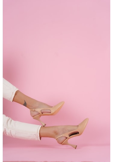 Duck Nude Yanları Açık Topuklu Ayakkabı