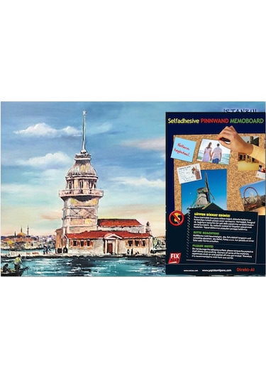 Yapışkanlı Pano/İstanbul, Kız Kulesi 33X48 Cm.
