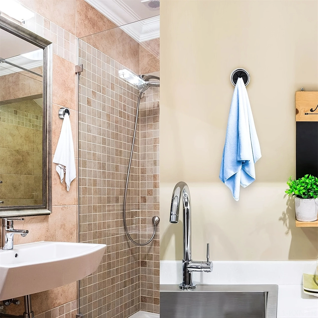 Kosona 8 Adet Abs Duvar Tipi Mutfak Banyo Havlu Tutucu, Yumuşak Silikon Pençeli, Kayma Engeli, Kolay Kurulum Sticky/delikli Diğer