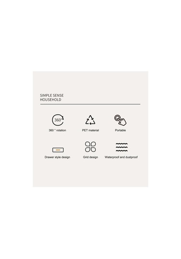 Novahub Adet Büyük Çekmeceli, Kapaklı, Krem Rengi, Döner Bölmeli Kozmetik Saklama Kutusu Bej Bej