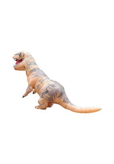 Şişme Dinozor Yetişkin Kostümü Cadılar Bayramı Şişirilmiş Ejderha Kostümleri Parti Karnaval Kostümü Kadınlar Erkekler İçin Kahverengi