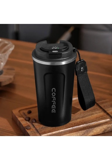 Wholesale11 Akıllı Kahve Bardağı 510 Ml Paslanmaz Çelik Termos siyah