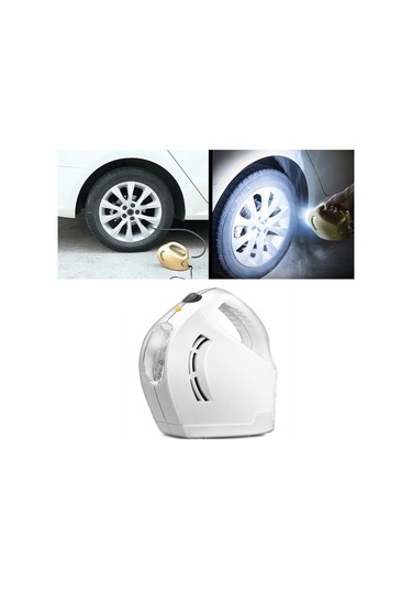 Sones Dc 12v 100w Dörtü Bir Arada Taşınabilir Araç Lastiği Pompası Şişme Pompa Beyaz