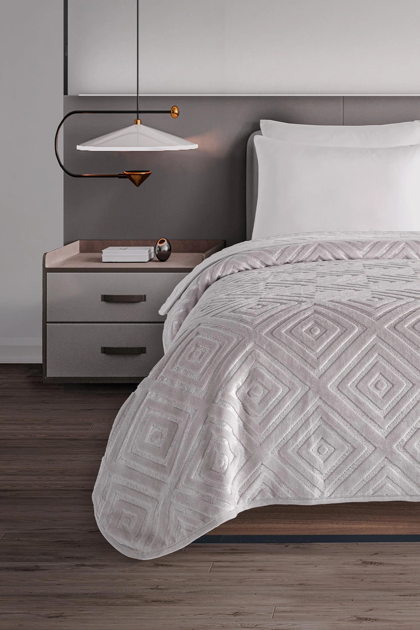 Belura 200x220 Çift Kişilik Emboss Battaniye Gri