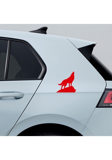 Bozkurt Sticker - Kurt Sticker - Oto Sticker - 13cmx15cm-kırmızı