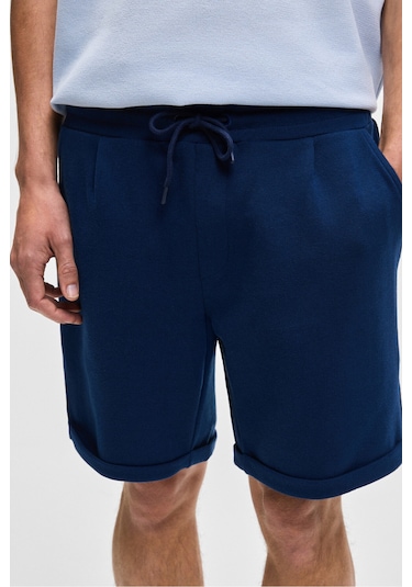 Grimelange YOURI Erkek Beli Lastikli Arka Tek Cepli Relaxed Fit Lacivert Şort