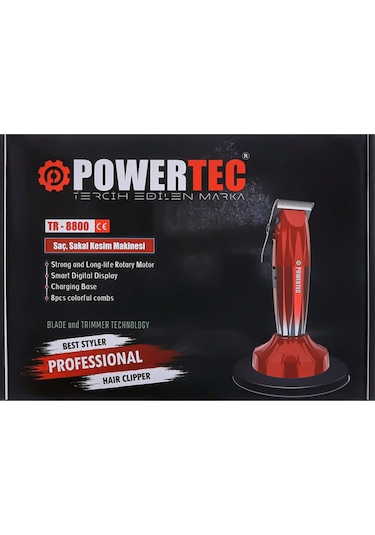 Powertec TR-8800 Saç Sakal Tıraş Makinesi Kırmızı