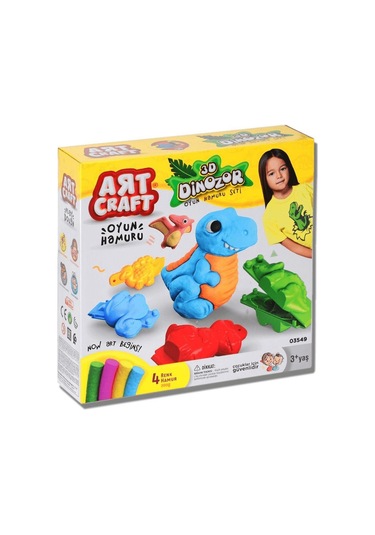 Art Craft 3d Dinazor Oyun Hamuru Seti 200 Gr Eğitici Oyuncak Dino