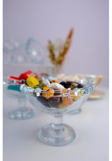 Digithome Petra 6'lı Cam Boncuk Kase Lokumluk Şekerlik Ve Reçellik Sunum Seti C1-1-276