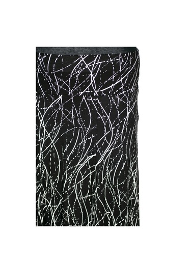 Barem Kadın Arzu Korsajlı 6 Parçalı Asimetrik Çizgiler Siyah Etek D52 Siyah