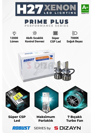 S-dizayn Prime Plus H27 Led Xenon / 45w / 12000 Lm / 7000k A+ Kalite