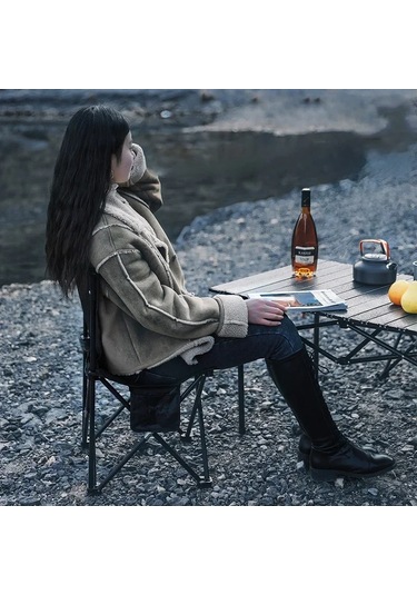 Metal Katlanır Sandalye Açık Taşınabilir Ultralight Alüminyum Siyah