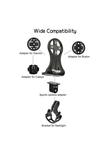 Vkemall "karbon Fiber Bisiklet Bilgisayar Tutucu - Garmin/bryton/cateye Uyumlu, Kamera Ve Fener Adaptörlü" Çok Renkli