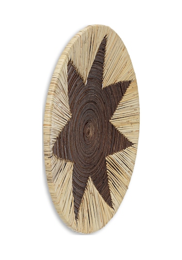 Meander Bambu Afrikan El Yapımı Yıldız Duvar Tabağı Dekoru 40cm 8
