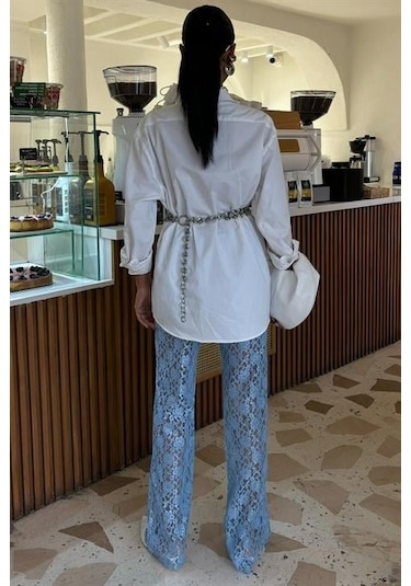 Munn Collection İçi Astarlı Dantel Pantolon 0081 Mavi
