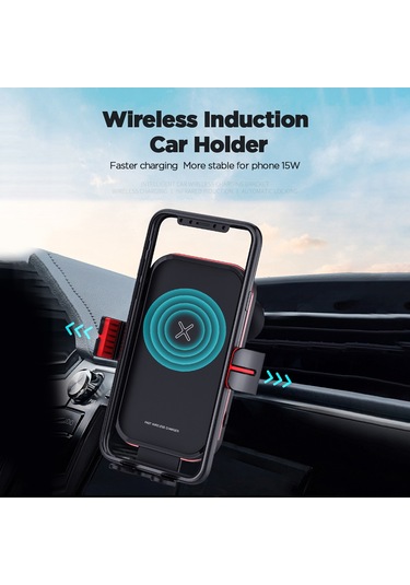 Monyee Araç İçi Kablosuz Şarj Cihazı Telefon Tutucu - 15w Hızlı Şarj, 4.7-6.9 İnç Uyumlu, 8mm Algılama Mesafesi, Çoklu Korumalı