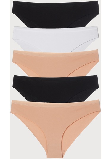 Kadın Külot 5'li Paket Lazer Kesim Pamuklu Interlok Likrali Mıxcolor 13071-ıg R22 Çok Renkli