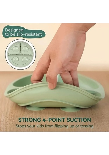 Trendooze Sevimli Mavi Gıda Sınıfı Silikon Emici Eğitici Yemek Tabağı Çocuklar İçin mavi