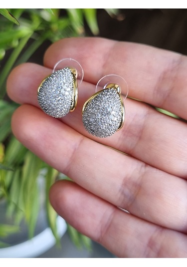 Damla Detay Zirkon Minimal Küpe Altın