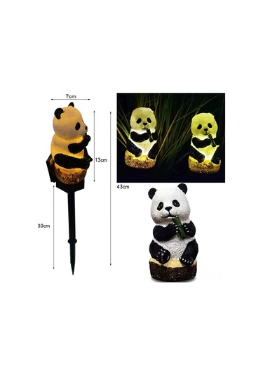 Gajeena Panda Şekilli Güneş Enerjili Led Bahçe Işığı - Su Geçirmez, Akıllı Işık Kontrolü, Toprak Takma Tasarımı, Islak Sarı Işık