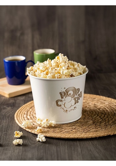 Toptanfoni Popcorn Kutusu - Patlamış Mısır Kovası 3 Adet Beyaz