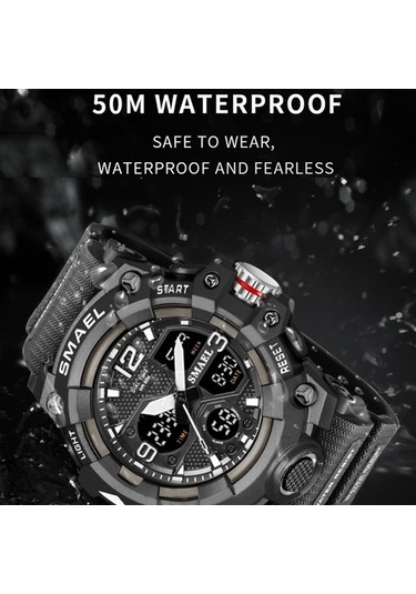 Novahub Smael 8008 Doğa Sporları Küçük Boyutlu Su Geçirmez Aydınlık Erkek Saati Siyah Mavi Çok Renkli Çok Renkli