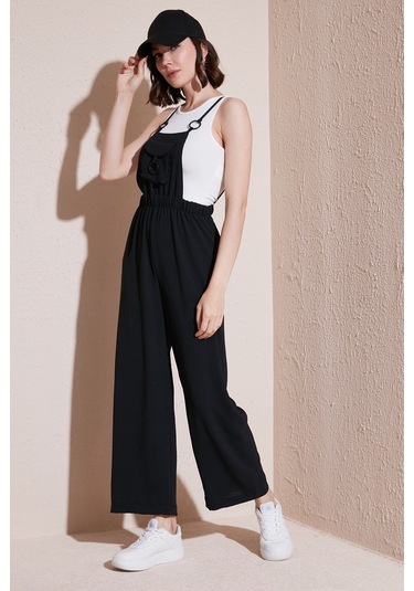 Lela Keten Karışımlı Askılı Bahçıvan Bayan Tulum 66970232S4 Siyah