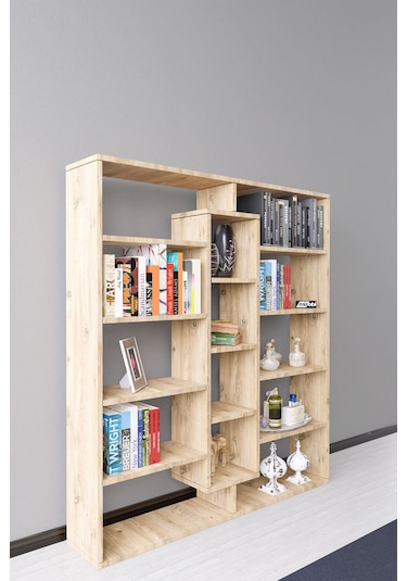Kiola 14 Bölmeli Dekoratif Açık Tasarım Kitaplık Modern Kitap... Atlantik Çam