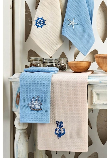 6 Parça Mutfak Kurulama Bezi 30 X 50 Cm Deniz