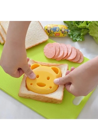 Trendooze Sevimli Ayı Şekilli Sandviç Kalıbı Sarı 1 Adet Mükemmel Sandviçler İçin Kolay Mutfak Aleti Gaojunshop01