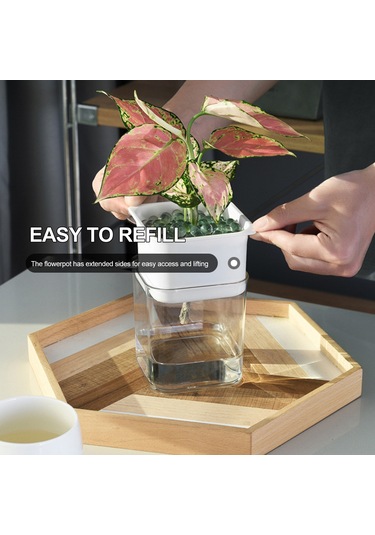 Jeehugo Otomatik Sulama Özelliği İle Saydam Iç/ Dış Mekan Bitki Saksısı, Pp+pc Malzeme, 5-7 Gün Sulama Aralığı