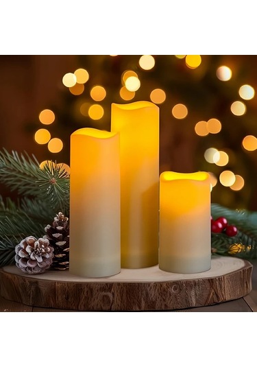 Willowhaven 12li Uzaktan Kumandalı Pil İle Çalışan Titreşimli Led Mum Seti 4 5 6 7 İnç Diğer