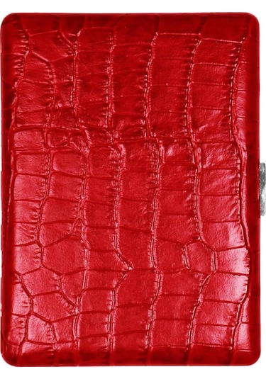 Pearl Japan Cosmos Deri Uzun Sigara Tabakası Croco Kırmızı 9lu