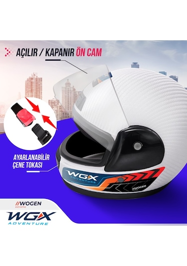 Wogen Fullface Kask Karbon Beyaz