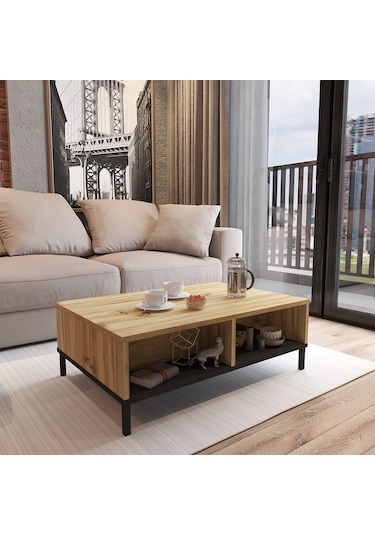 Robin Home Orta Sehpa Metal Ayaklı Çekmeceli Keçe-Siyah Dg18