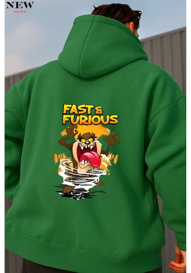 Fast Furıous Baskılı Sweatshirt Yeşil