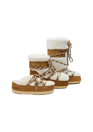Whisky Off White Terlik Kadın 80d1470100-ma03 Moon Boot Evx Mule Shearling Whisky/off White Çok Renkli