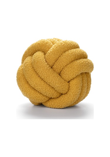 Düğümlü Top Atmak Yastık Kuzu Yün Rulo Kanepe Atmak Yastık 28cm-15 Ekru