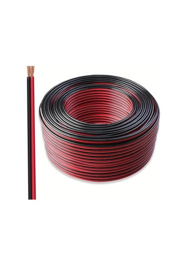 Globalbloom 12 Awg 602.36 İnç Kırmızı Siyah Bakır Kaplı Alüminyum Hoparlör Kablosu