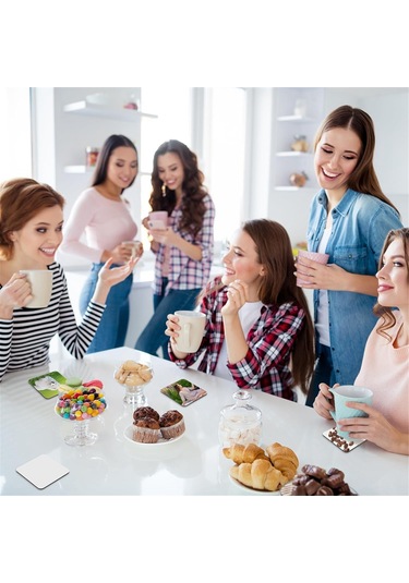 Xurunkeji 36 Adet Süblimasyon Bardak Altlıkları Boşluklar Mdf Mantar Arka Isı Transfer Bardak Altlıkları Ahşap Sert Levha Bardak Altlıkları Boş Süblimasyon Beyaz