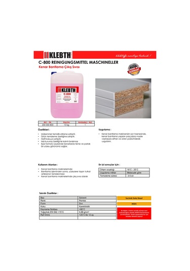 Klebth Kenar Bantlama Makinası Çıkış Temizleme Sıvısı 10l