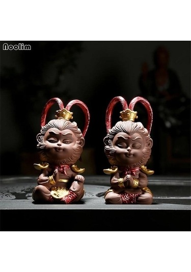 Novahub Mor Kil Maymun Kral Süsler Çay Pet Seramik Küçük Hayvan Heykelcik Ev Araba Dekorasyon El Sanatları D D