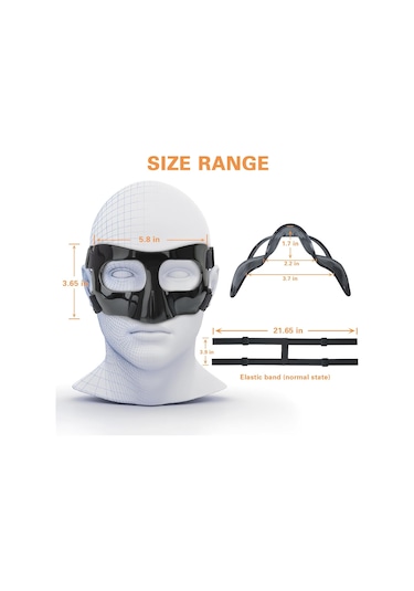 Ranyeek Siyah Spor Yüz Koruyucu Maske, Basketbol Ve Futbol Antrenmanları İçin Burun Korumalı