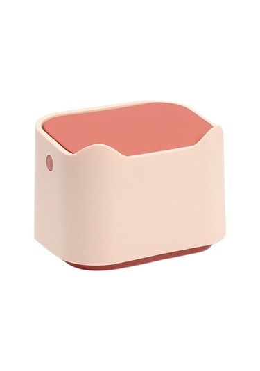 Sones 17,8 X 13 X 13,5 Cm İtmeli Masaüstü Çöp Kutusu Küçük Koku Önleyici Evcil Hayvan Kum Kabı Pembe