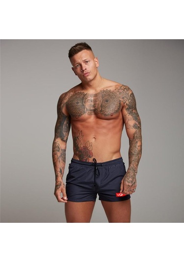 Kırmızı Muscleguys Erkek Şort Bermuda Beach Çabuk Kuruyan Günlük Sörf Şort Kırmızı