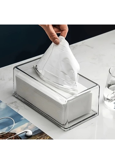 Gateesat Transparen Modern Akrilik Mendil Kutusu Kılıfı Minimalist Tasarım Banyo Oturma Odası Dekor Şeffaf