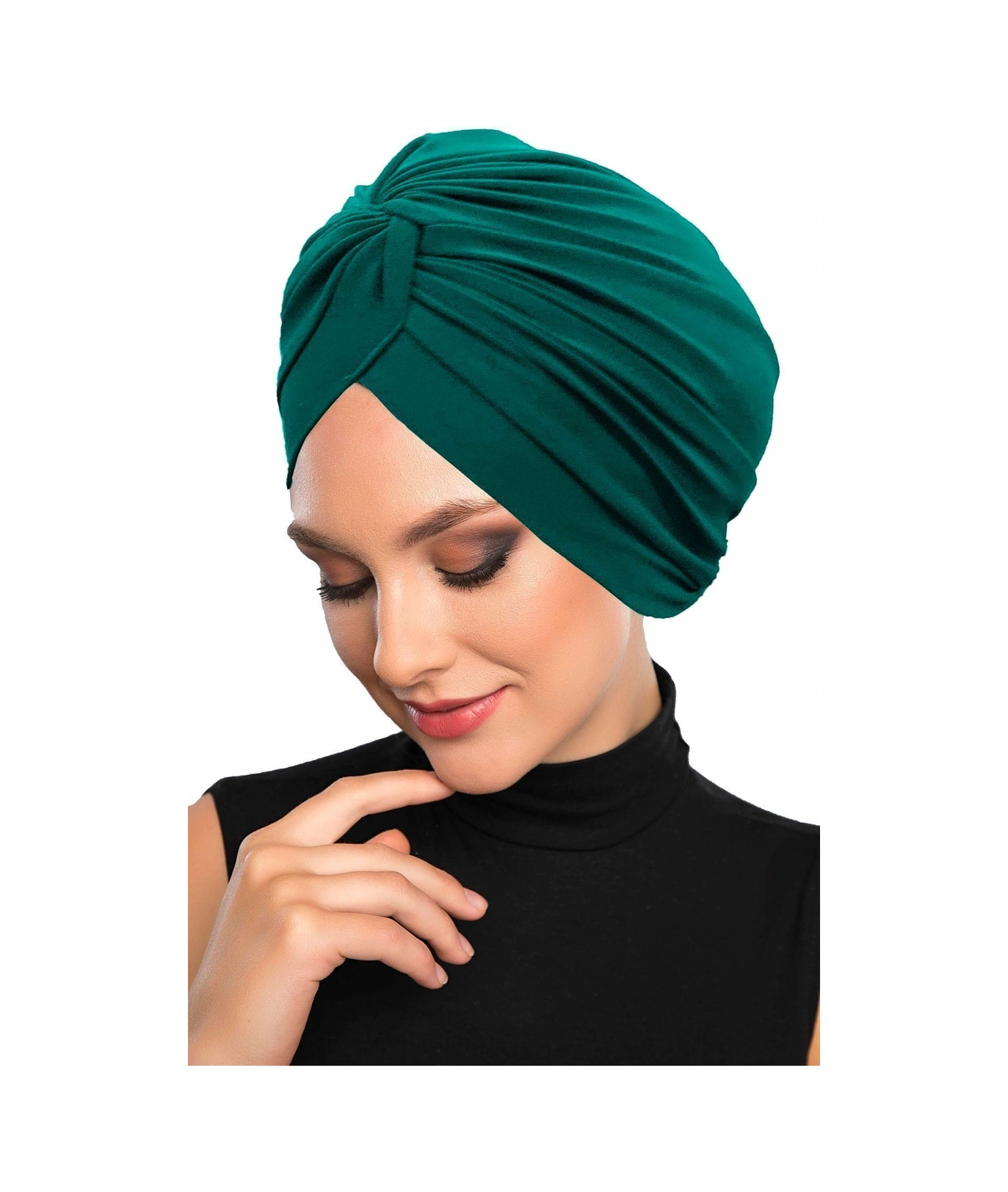 Çapraz Kancalı Yeşil Hazır Türban Tesettür Dış Ve Havuz Bonesi Hürrem