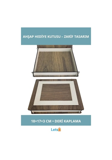 Özel Tasarım Ahşap Derili Kişiye Özel Hediye Kutusu