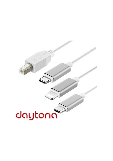 Daytona ADS-501 3in1 USB B to Micro USB - Lightning - Type-C Enstrüman Kablo Çevirici OTG Kablo